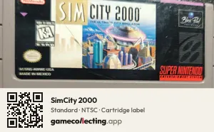 SimCity 2000 Super Nintendo Entertainment System, NTSC cartridge label