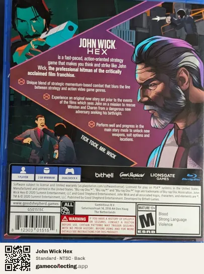 John Wick Hex PlayStation 4, NTSC box back