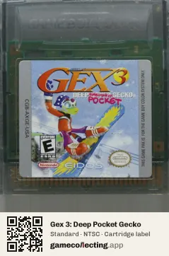 Gex 3: Deep Pocket Gecko Game Boy Color, NTSC cartridge label