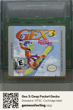 Gex 3: Deep Pocket Gecko Game Boy Color, NTSC cartridge label