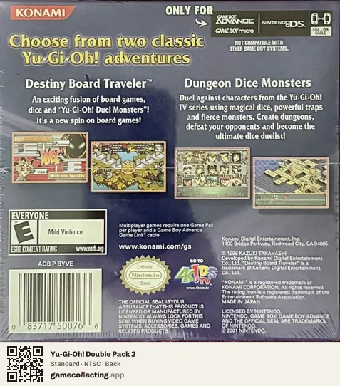 Yu-Gi-Oh! Double Pack 2 Game Boy Advance, NTSC box back