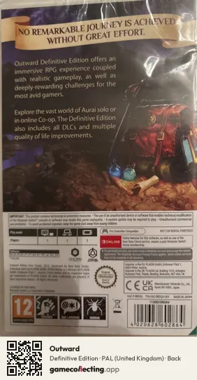 Outward Nintendo Switch, United Kingdom box back
