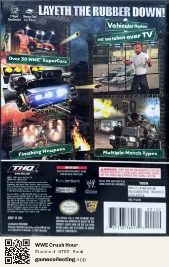 WWE Crush Hour Nintendo GameCube, NTSC box back