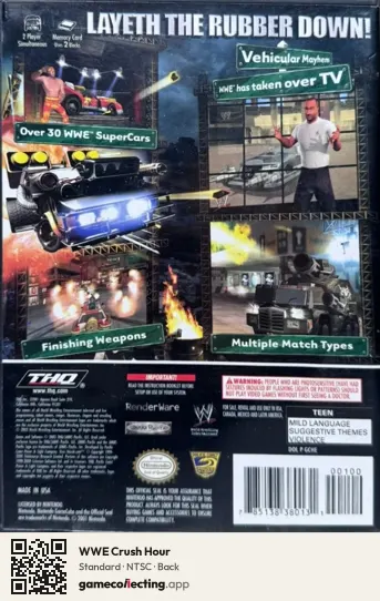 WWE Crush Hour Nintendo GameCube, NTSC box back