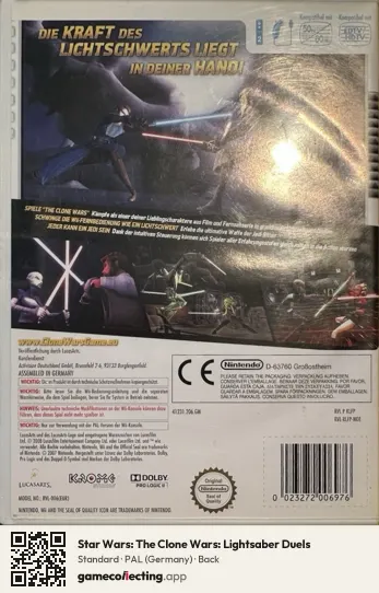 Star Wars: The Clone Wars: Lightsaber Duels Nintendo Wii, Germany box back