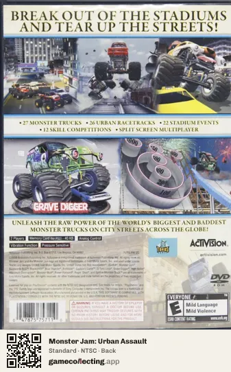 Monster Jam: Urban Assault PlayStation 2, NTSC box back