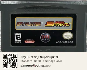 Spy Hunter / Super Sprint Game Boy Advance, NTSC cartridge label