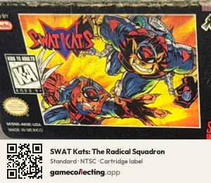 SWAT Kats: The Radical Squadron Super Nintendo Entertainment System, NTSC cartridge label