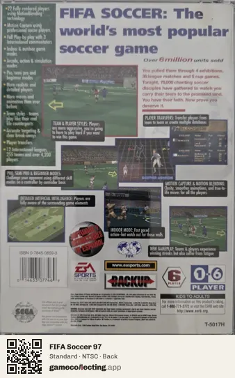 FIFA Soccer 97 Sega Saturn, NTSC box back