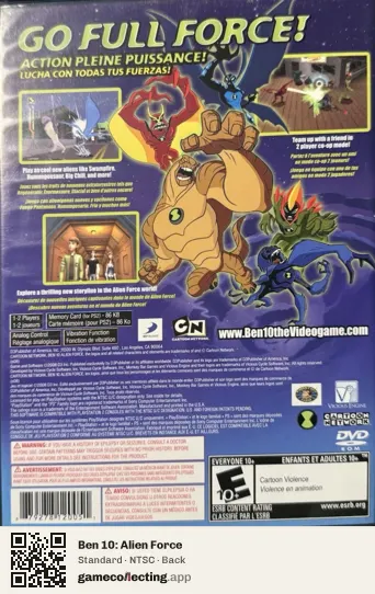 Ben 10: Alien Force PlayStation 2, NTSC box back