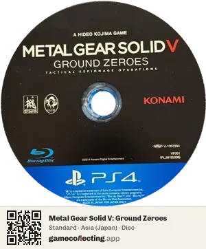 Metal Gear Solid V: Ground Zeroes PlayStation 4, Asia disc