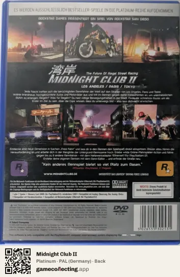 Midnight Club II PlayStation 2, Germany box back