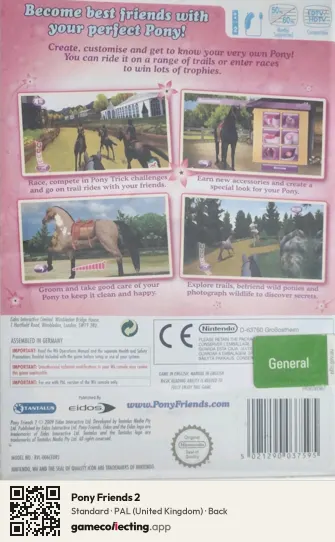 Pony Friends 2 Nintendo Wii, United Kingdom box back