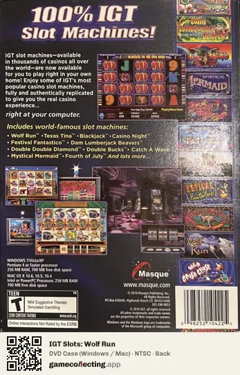 IGT Slots: Wolf Run Computer, NTSC box back