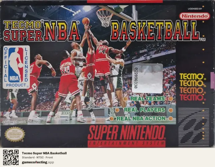 Tecmo Super NBA Basketball Super Nintendo Entertainment System, NTSC box front
