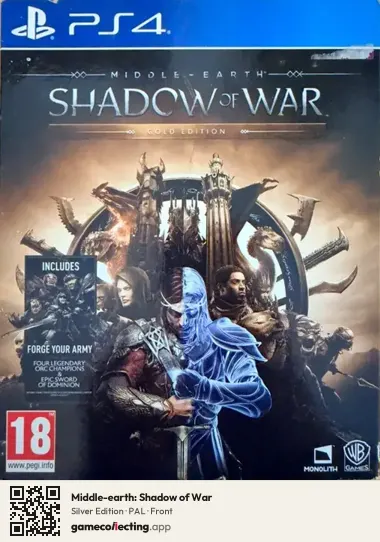 Middle-earth: Shadow of War PlayStation 4, PAL box front