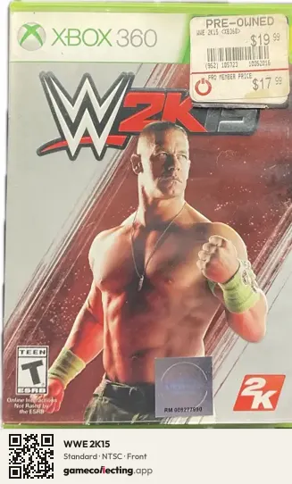 WWE 2K15 Xbox 360, NTSC box front