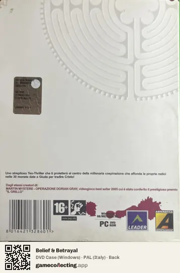 Belief & Betrayal Computer, Italy box back
