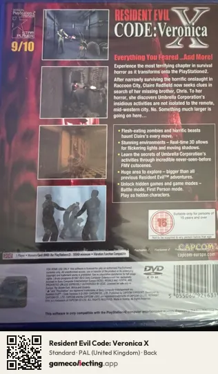 Resident Evil Code: Veronica X PlayStation 2, United Kingdom box back