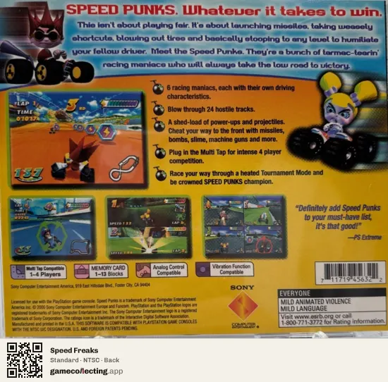 Speed Freaks PlayStation, NTSC box back