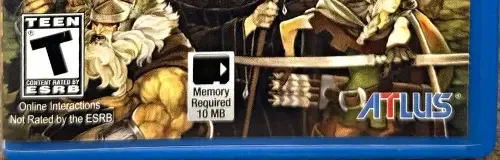 Dragon's Crown, the ESRB box on its front
