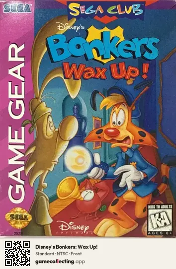 Disney's Bonkers: Wax Up! Sega Game Gear, NTSC box front