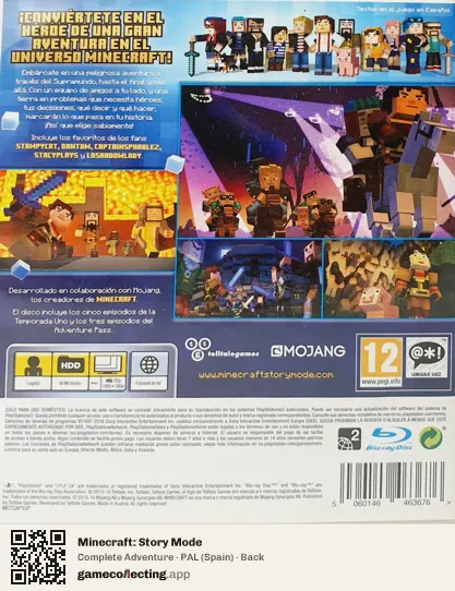 Minecraft: Story Mode PlayStation 3, Spain box back