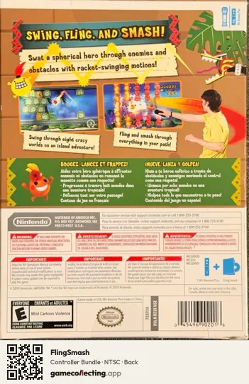 FlingSmash Nintendo Wii, NTSC box back