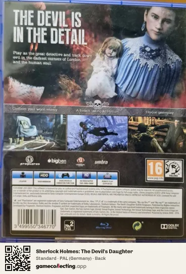 Sherlock Holmes: The Devil's Daughter PlayStation 4, Germany box back
