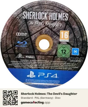 Sherlock Holmes: The Devil's Daughter PlayStation 4, PAL disc