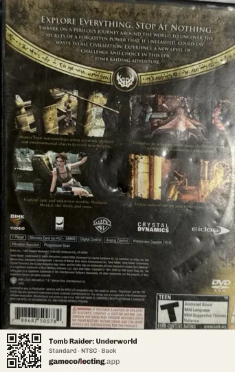 Tomb Raider: Underworld PlayStation 2, NTSC box back
