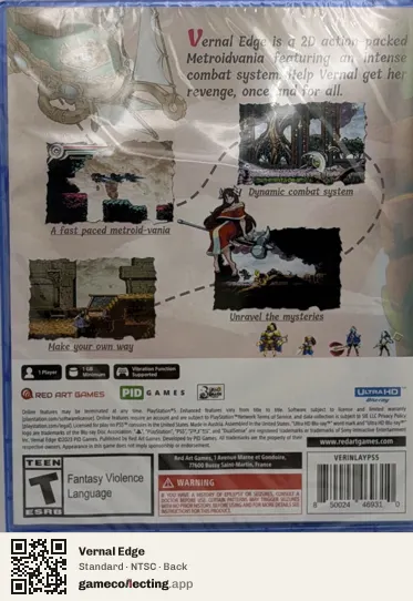 Vernal Edge PlayStation 5, NTSC box back