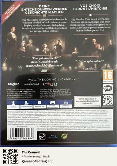 The Council PlayStation 4, Germany box back