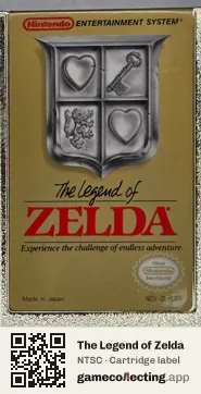 The Legend of Zelda Nintendo Entertainment System, NTSC cartridge label