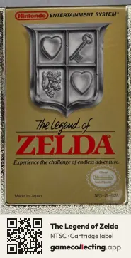 The Legend of Zelda Nintendo Entertainment System, NTSC cartridge label