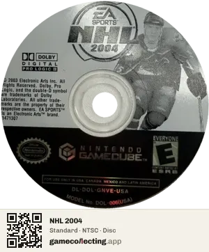 NHL 2004 Nintendo GameCube, NTSC disc