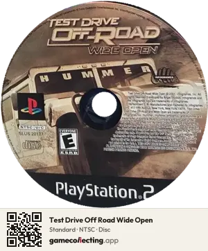 Test Drive Off Road Wide Open PlayStation 2, NTSC disc