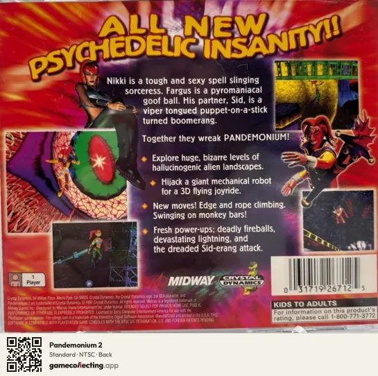 Pandemonium 2 PlayStation, NTSC box back