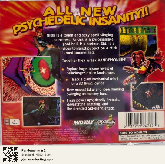 Pandemonium 2 PlayStation, NTSC box back