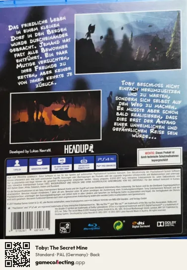 Toby: The Secret Mine PlayStation 4, Germany box back
