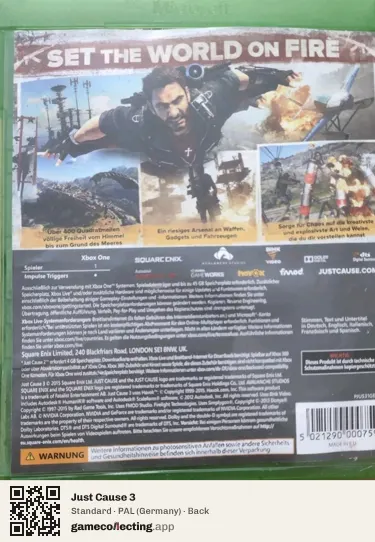 Just Cause 3 Xbox One, Germany box back