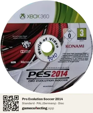 Pro Evolution Soccer 2014 Xbox 360, PAL disc