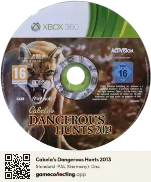 Cabela's Dangerous Hunts 2013 Xbox 360, PAL disc