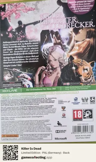 Killer Is Dead Xbox 360, Germany box back