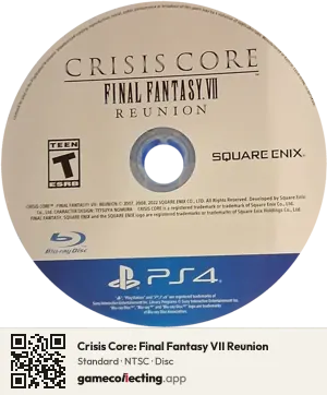 Crisis Core: Final Fantasy VII Reunion PlayStation 4, NTSC disc