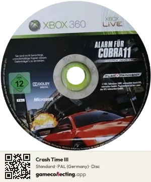 Crash Time III Xbox 360, PAL disc