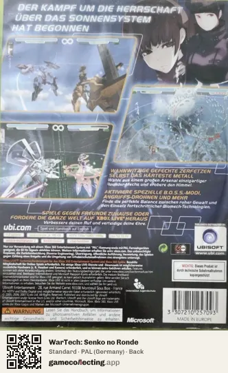WarTech: Senko no Ronde Xbox 360, Germany box back