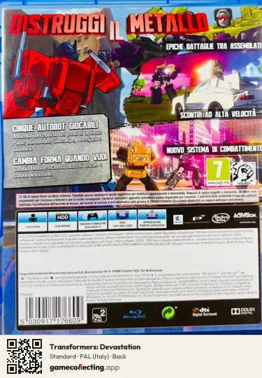 Transformers: Devastation PlayStation 4, Italy box back