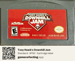 Tony Hawk's Downhill Jam Game Boy Advance, NTSC cartridge label