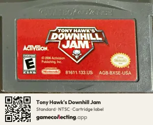 Tony Hawk's Downhill Jam Game Boy Advance, NTSC cartridge label